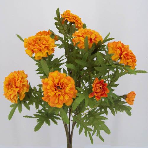 Silk Marigold Bush Yellow 45cm Artificial Flowers